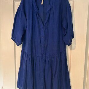 APIECE APART - maurino organic cotton & linen blend drop waist dress in Navy